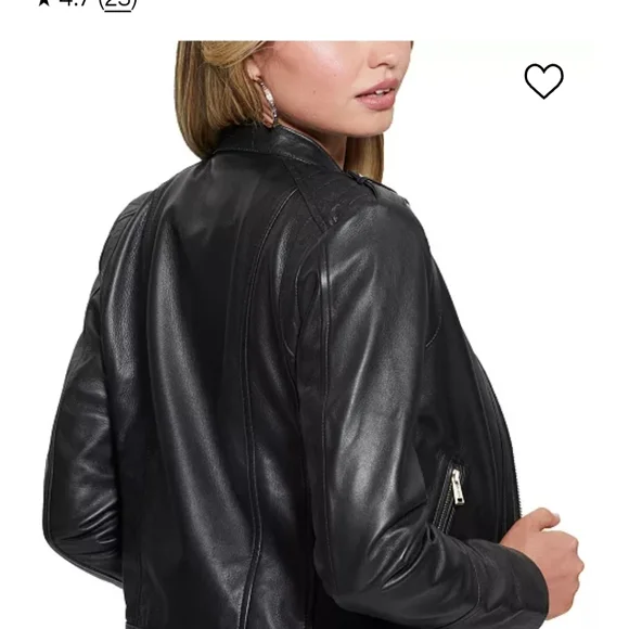 GUESS size S Women's Black Leather Jacket